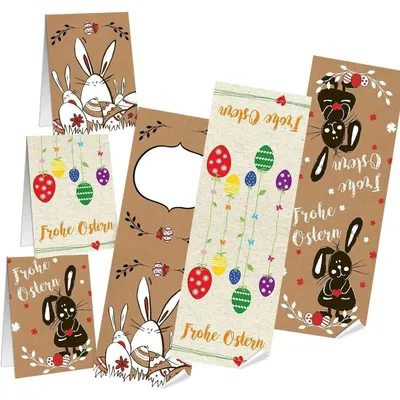 Produktbild von 3 x 10 bunte Osteraufkleber - 7,2 x 21 cm - Aufkleber Set FROHE OSTERN