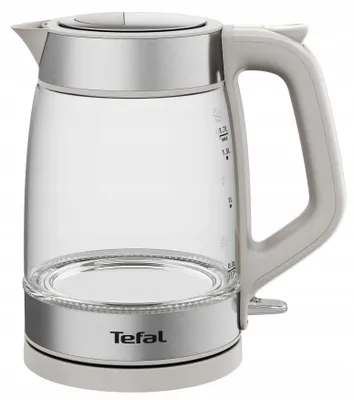 Obrázok produktu pre Tefal Glass Kettle KI605B30, 1,7 L, 2200 W, Šedá, Strieborná, Priehľadná, Sklo, Indikátor úrovne vody, Bezšnúrový