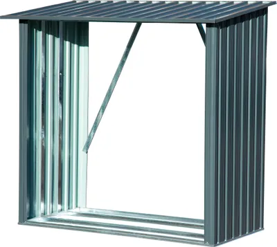 Produktbild von dobar Großes Kaminholzregal "Madera" aus Metall, XXL-Unterstand für Brennholz, 163 x 83 x 154 cm, Grau