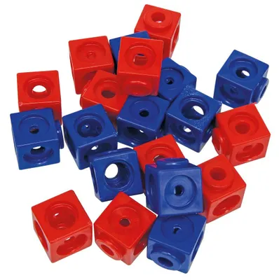 Produktbild von Steckwürfel 20 Stück DICK-SYSTEM Blau Rot 1,7 cm Lernspielzeug Mathematik