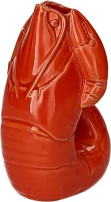 Produktbild von Gift Company Vase Madame Crevette XS, Dekovase in Hummer-Form, Steingut, Orangerot, H 14 cm, 1214502003