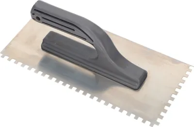 Produktbild von KOTARBAU® Edelstahl Glättkelle 270 x 128 mm mit Zahnung 6 x 6 mm Zahnkelle zum Verlegen von Fliesen Glättscheibe Traufel Edelstahlkelle mit Kunststoffgriff unentbehrlich beim Fliesen