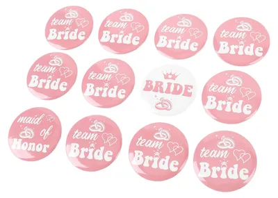 Produktbild von Ansteck-Buttons - Set mit 12 Stück - Für Junggesellinnenabschied und Brautteam - 12-teilig