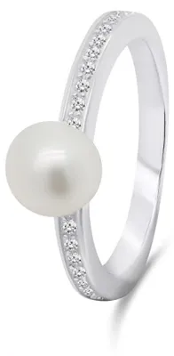 Obrázek produktu pro Elegantní stříbrný prsten s pravou perlou RI055W – obvod: 52 mm