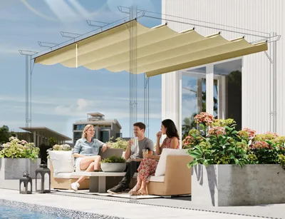Produktbild von Ersatzdach für 4 x 3 m Pergola, Pavillon-Ersatzdach einziehbar, mit Regenabflusslöchern