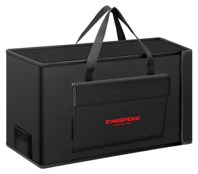 Produktbild von Akku Tasche E-Bike Batterie Feuerfest Explosionsgeschützt für 2 Akkus Stoßfest Schwarz 45x12x25cm