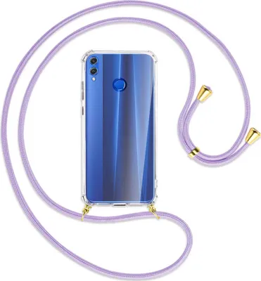 Produktbild von Handykette Backcover-Schutzhülle mit Band (Metall goldfarben) für Honor 8X - violett