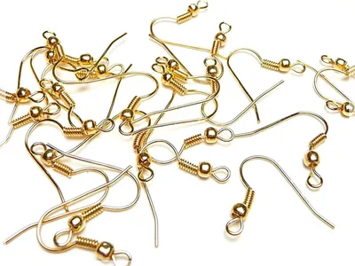Produktbild von Vintageparts 60 Ohrhaken goldfarben, Fischerhaken Metalllegierung platiniert