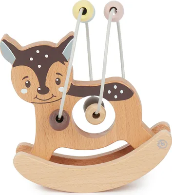 Produktbild von Bieco Motorikschleife Reh mit Wippe | Motorikspielzeug ab 1 Jahr | Niedliches Labyrinth Spiel in Reh Design | Motorikspielzeug Baby in sanften Farben | Holzspielzeug Baby | Lernspielzeug aus Holz