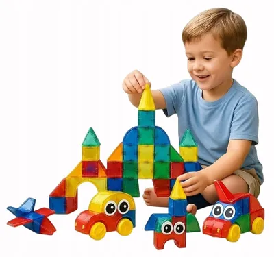 Zdjęcie produktu dla Klocki Magnetyczne 3D Duże Edukacyjny Zestaw Konstrukcyjny Dla Dzieci 52el