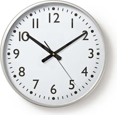 Image de Horloge murale | Diamètre : 380 mm | Plastique | Argent / Blanc