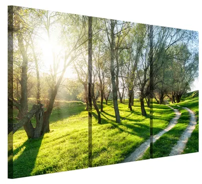 Produktbild von LUMASOUL Leinwand Bilder 3-teilig - Leinwandbild Natur Motiv - Wandbilder Holzrahmen und Webstuhl Wohnzimmer und Schlafzimmer - Bilder 120x80 cm Landschaft 17