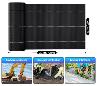 Zdjęcie produktu dla Ochrona gleby, odporna na promieniowanie UV, wytrzymały, tkany polipropylen, mata trawnikowa - 2x100 metrów
