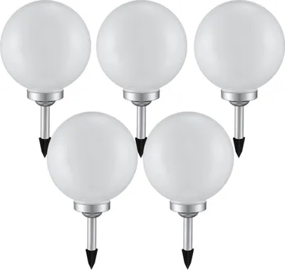 Produktbild von 5er Set LED Solarleuchte, Kugel weiß, H 62 cm