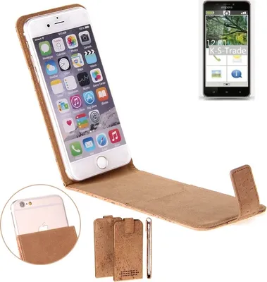 Produktbild von K-S-Trade Handy Hülle kompatibel mit Emporia SMART.2 Kork-Hülle Flipstyle Case Schutz Hülle Kork Case Hülle Flip cover Klapphülle Tasche, braun