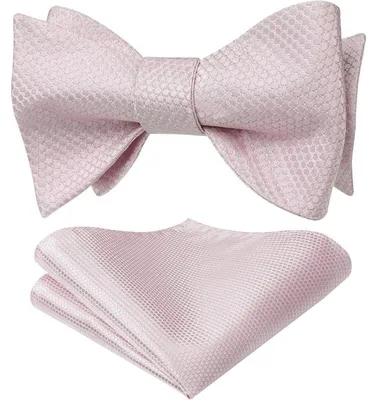 Produktbild von Herren Fliege mit Einstecktuch Set Gepunktet Rosa Selbstbinder