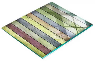Produktbild von Robustes und stilvolles Küchenbrett aus Glas mit Holzoptik, 60 x 52 cm
