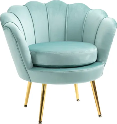 Produktbild von HOMCOM Stoffsofa, Samtoptik mit Armlehnen, Vintage-Sofa, Schalensessel mit gepolsterter Sitzfläche, Schlafzimmer, Wohnzimmer, 76x67x74cm, blau