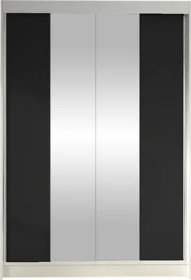 Produktbild von MIRJAN24 Schiebetürenschrank Lino II, Schrank mit Spiegel, Kleiderschrank (Weiß / Schwarz, ohne Beleuchtung)