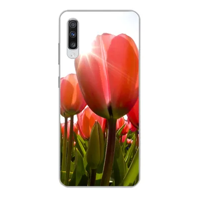 Produktbild von MuchoWow® Handyhülle Schutzhülle Hülle für Samsung Galaxy A70 Blumen - Tulpen - Sonne Silikon Softcase Handy Hülle - Schutzhaube
