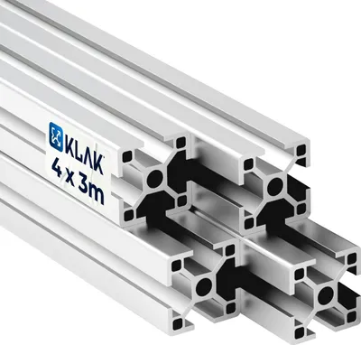 Produktbild von KLAK 30 - Aluprofil 4 Stück 30x30mm 3m System-, Montage-, Konstruktionsprofil Nut 9