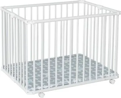 Produktbild von Laufgitter Lucilee. 76x97 und 90x97 cm. mobil auf Rollen (Circle, Weiß, 76 cm x 97 cm)