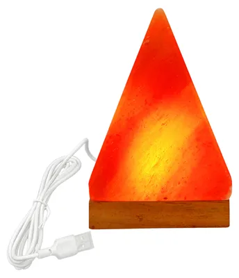 Produktbild von HAF Beleuchtete USB Salzlampe PYRAMIDE Rosa aus Kristallsalz – Handgefertigte Salzkristall LED Deko Lampe – Als Tischlampe für Büro & Schlafzimmer