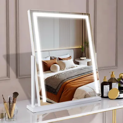 LED-Make-up-Spiegel 52 cm, Touch-Schalter, 3 Farbmodi, dimmbar, 360° drehbar