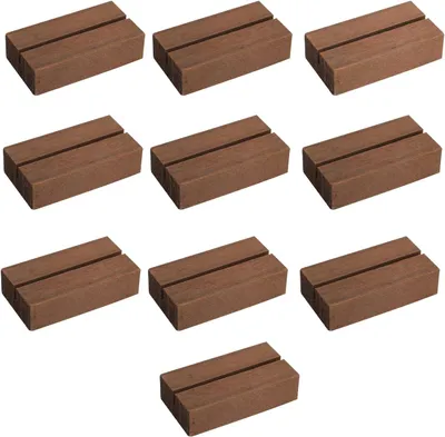 Produktbild von 10 glatte Kartenhalter aus Holz für Eventdekorationen, Hochzeitsessen, walnussfarben