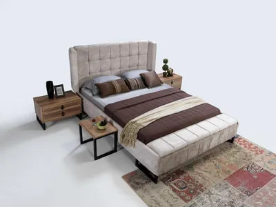 Produktbild von Modernes Schlafzimmer Betten 2x Nachttisch Komplett Set Kleiderschrank 6tlg