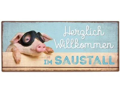 Produktbild von Deko Schild aus Metall Für Dich mit Spruch Saustall 30,5x13cm