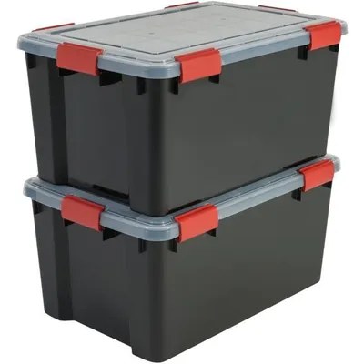 Produktbild von IRIS OHYAMA Set mit 2 luftdichten Aufbewahrungsboxen - Luftdichte Box - AT-L - Schwarz und transparent - 50 L - 59 x 39 x 29 cm