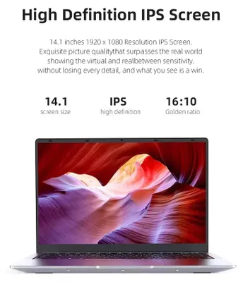Productafbeelding van Laptop 14.1 Inch Full HD - 12GB RAM en 512GB SSD - Zilveren Notebook voor Werk en Studie