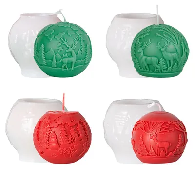 Produktbild von 4-teiliges Silikon-Kerzenform-Set für Weihnachten, handgefertigte Kerzenformen, Formen zur Herstellung von Kerzen für Weihnachtsdekorationen
