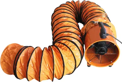 Image de Ventilateur industriel, ventilateur axial, ventilateur de chantier, soufflerie de chantier, ventilateur de chantier, aspiration de poussière - 300 mm, 110 V, tuyau de 6 m