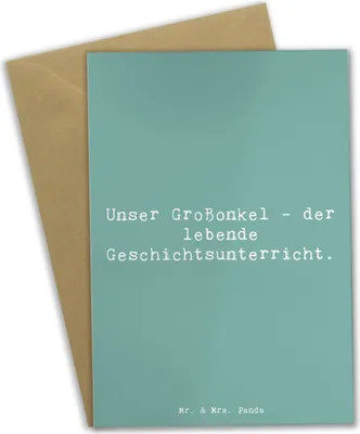 Produktbild von Mr. & Mrs. Panda Glückwunschkarte Spruch Großonkel Geschichtsunterricht - Meeresbrise - Geschenk, Liebe, Familienfeste, osterkarten, Grußkarte, einladungskarten, Familie