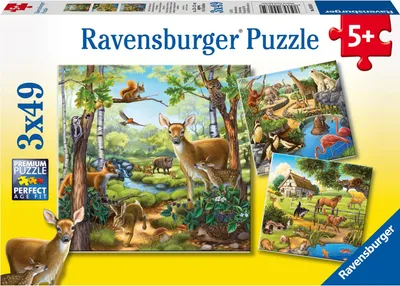 Obrázek produktu pro Ravensburger Kinderpuzzle - 09265 Les/zoo/zvířata - Puzzle pro děti od 5 let, 3x49 dílků