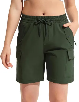 Produktbild von Damen Cargo Shorts Grün M Trekking Wandershorts Schnelltrocknend Sport 6 Taschen