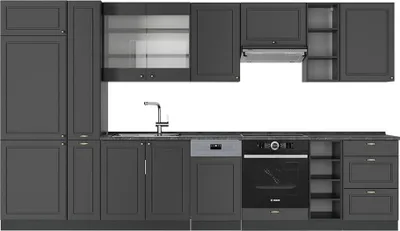 Produktbild von Küchenzeile Vicco Fame-Line Anthrazit-Gold Landhaus 355 cm , AP Anthrazit, Model 57164