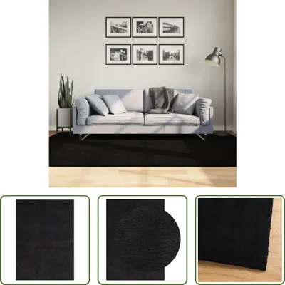 Obrázek produktu pro The Living Store Koberec HUARTE Krátký vlas Měkký a omyvatelný černý 160x230 cm