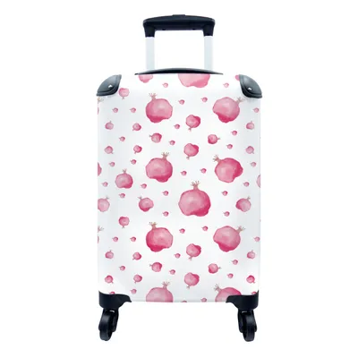 Produktbild von MuchoWow® Koffer Handgepäck Trolley Rollkoffer Kleine Reisekoffer mit 4 Rollen - Granatapfel - Obst - Aquarellfarbe - Cabin Size < 55x40x23 cm & 55x40x20 cm - Fotokoffer - Kabinenkoffer - Boardgepäck - Reise-Box - Reisekoffer - Reisegepäck - Koffer mit Bild - Trolley für Kinder
