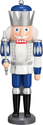 Produktbild von König Exklusiv weiß-silber-blau (40cm) Nussknacker von Seiffener Volkskunst