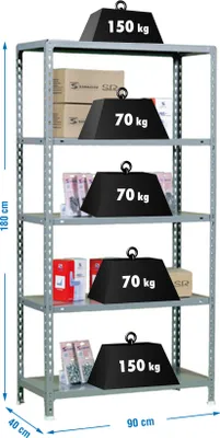 Zdjęcie produktu dla Regał metalowy ECOCLICK 5/400 1800 SZARY