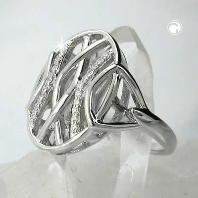 Produktbild von Gr. 62 - Ring 20mm mit vielen Zirkonias glänzend rhodiniert Silber 925 Ringgröße 62