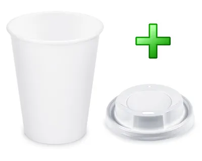 Produktbild von 100x Pappbecher Getränkebecher weiß 350 ml 420 ml Ø 90mm inkl. Trinkdeckel