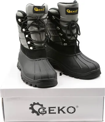 Immagine prodotto di Stivali da neve per uomo stivali invernali suole impermeabili scarpe calde stringati per giardino, fattoria e outdoor, black, 44 Geko