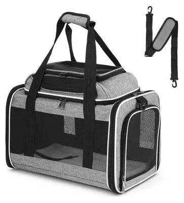 Klappbare Transporttas für Katzen, bis 5 kg, 45x30x35 cm, grau