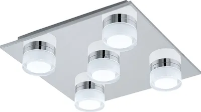 Image de Eglo 96544 ROMENDO 1 LED Applique/plafonnier 5x5,4W 320x320mm Chromé Satiné Blanc Chaud IP44 Dimmable