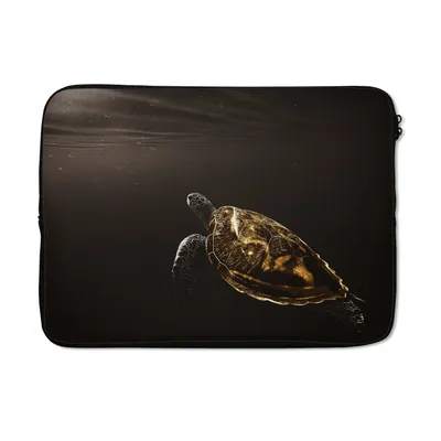 Produktbild von MuchoWow® Laptop Hülle 14 ZollSchildkröte - Schwarz - Gold Laptoptasche - Laptoptasche - Stoßsicher - Schutzhaube