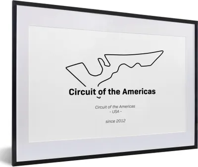 Produktbild von MuchoWow® Gerahmtes Poster Formel 1 -Amerika -Rennstrecke 60x40 cm - Poster mit Schwarzem Bilderrahmen Wandposter Rahmen Foto Bilder - Schlafzimmer - Plakat in Rahmen - Drucken